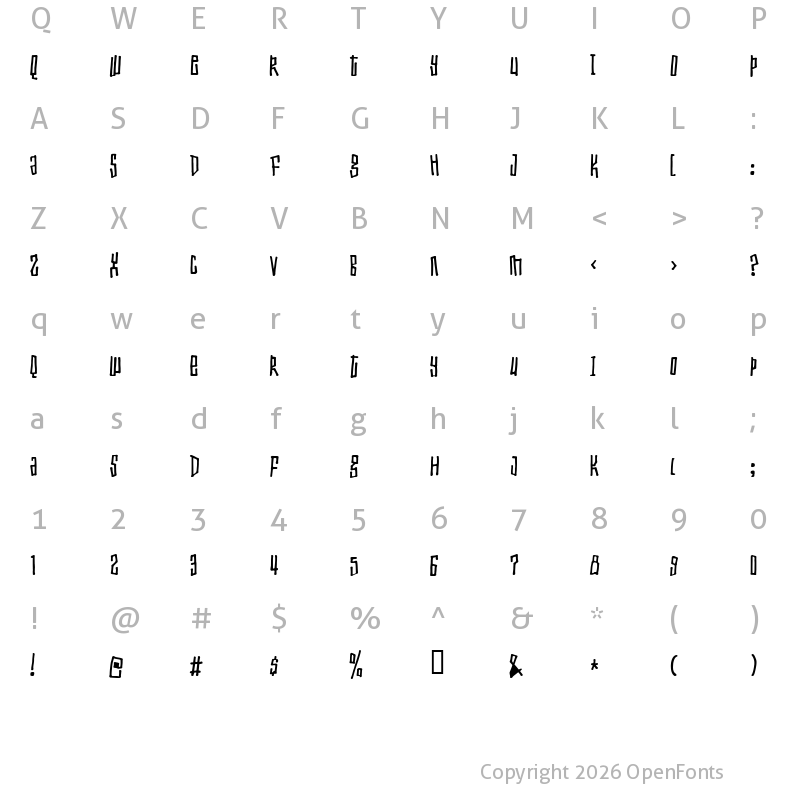 Character Map of Toxic waist Regular