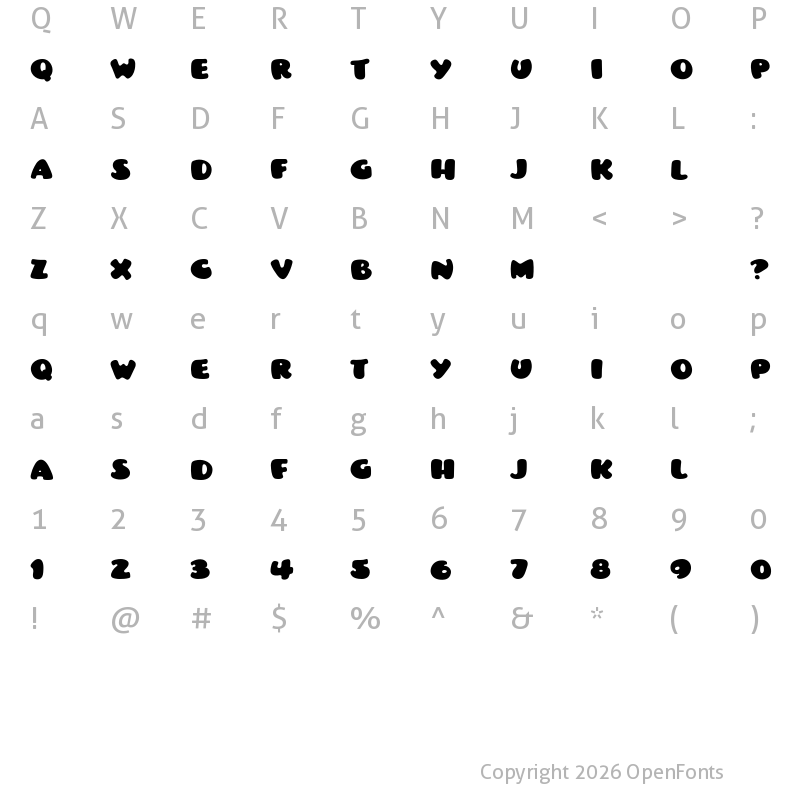 Character Map of Toyster Regular