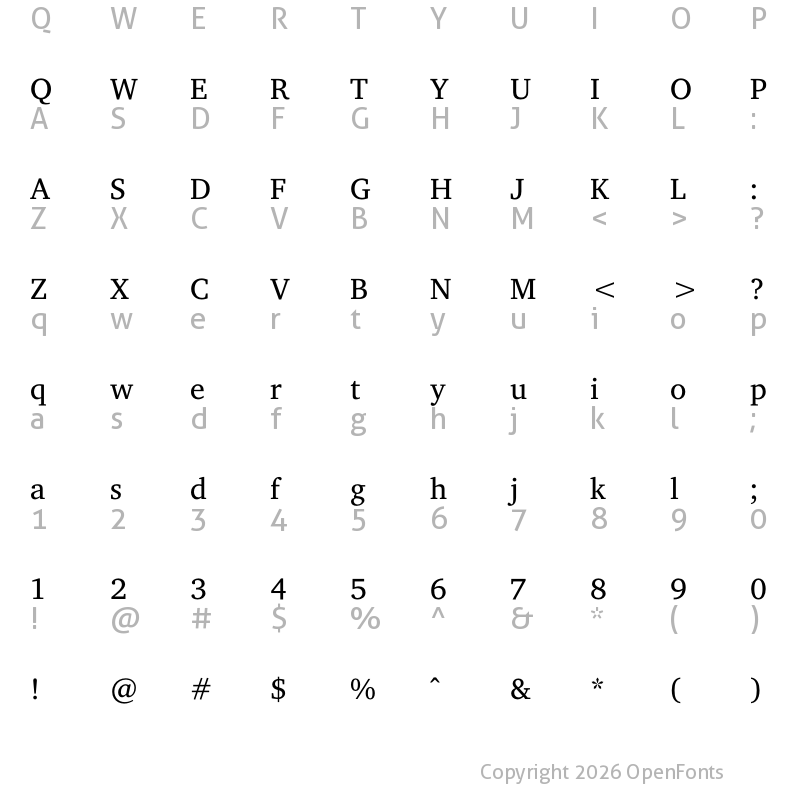 Character Map of Trabajo Regular