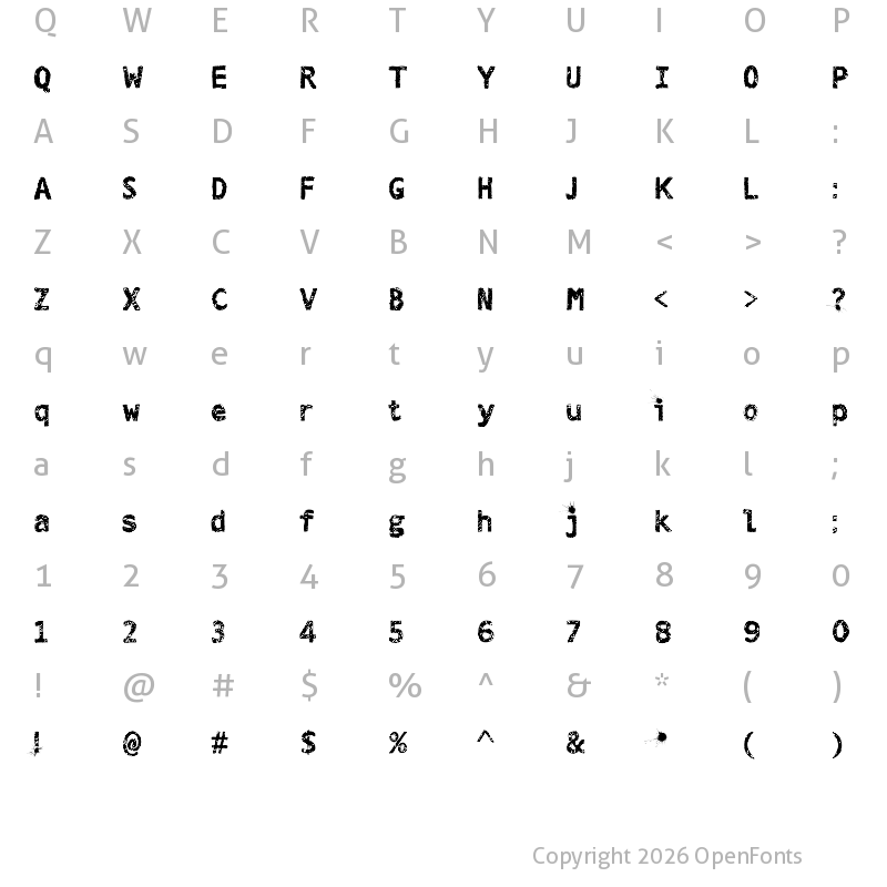 Character Map of Tracing Blood Regular