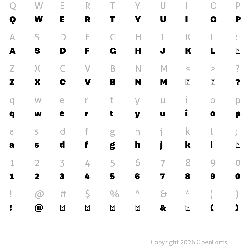 Character Map of TragicGrotesk Heavy-Trial