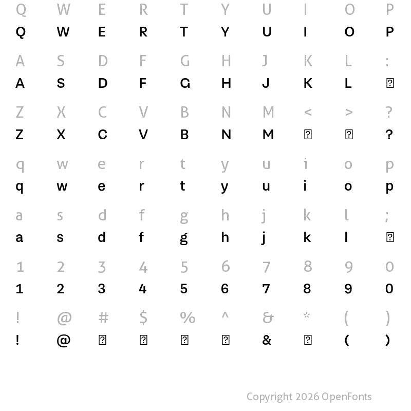 Character Map of TragicGrotesk Medium-Trial