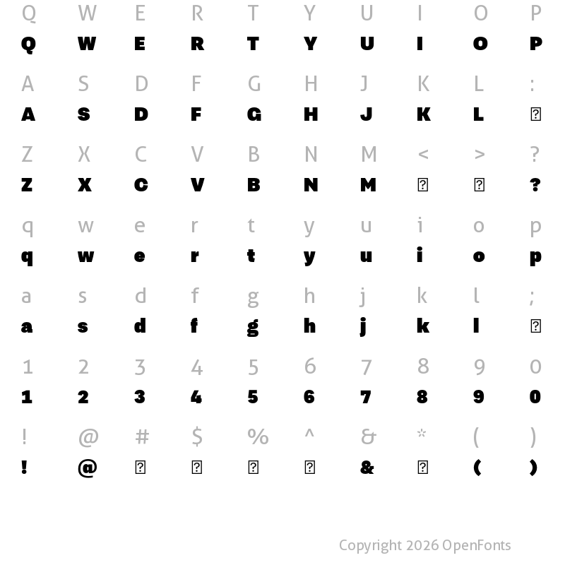 Character Map of TragicGrotesk Ultra-Trial