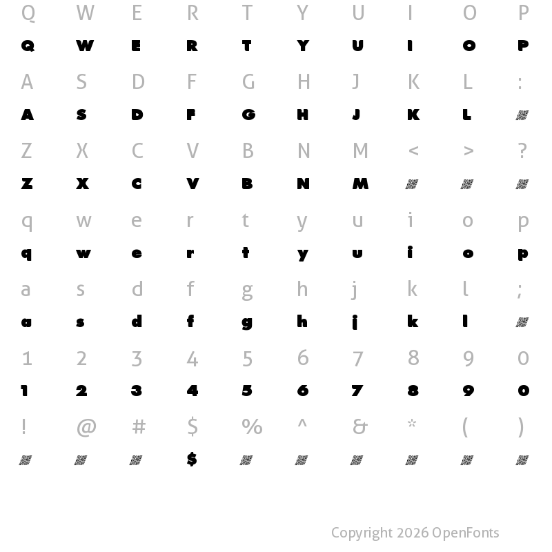 Character Map of TrainStation Regular