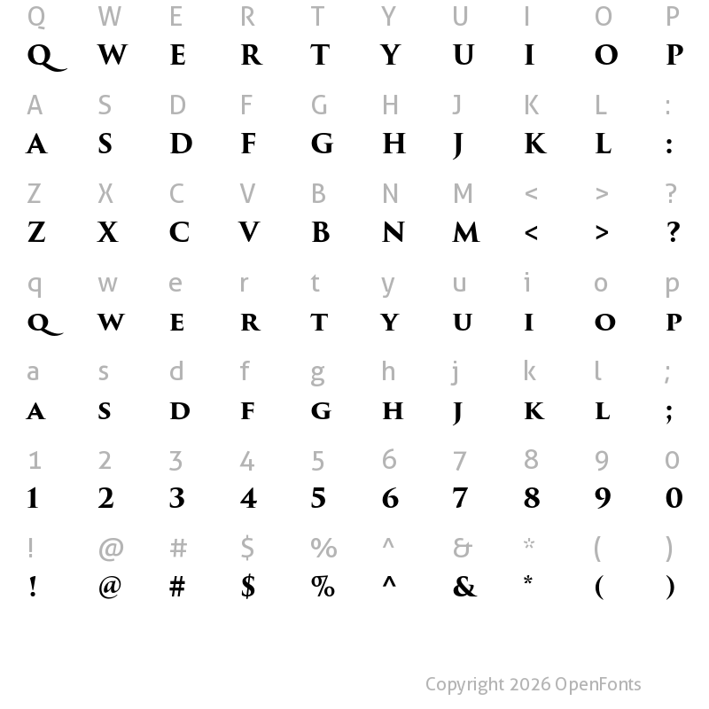 Character Map of Trajan Pro 3 Bold