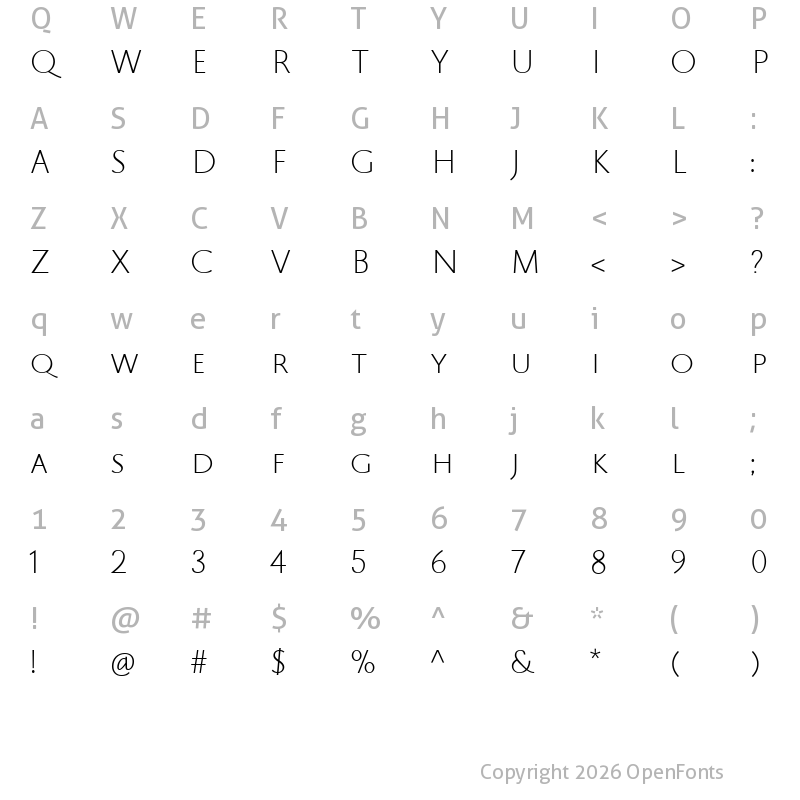 Character Map of Trajana Sans Regular 2