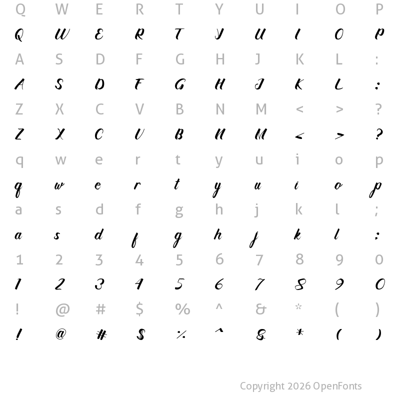 Character Map of Tranquillo Regular