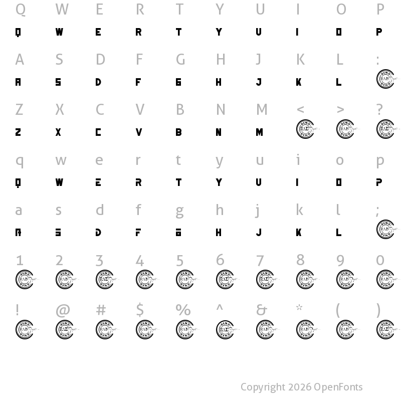 Character Map of Transonic Demo Regular
