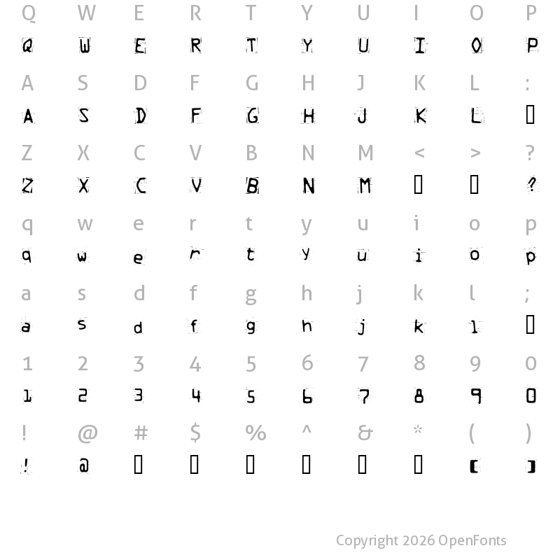Character Map of Trash Regular