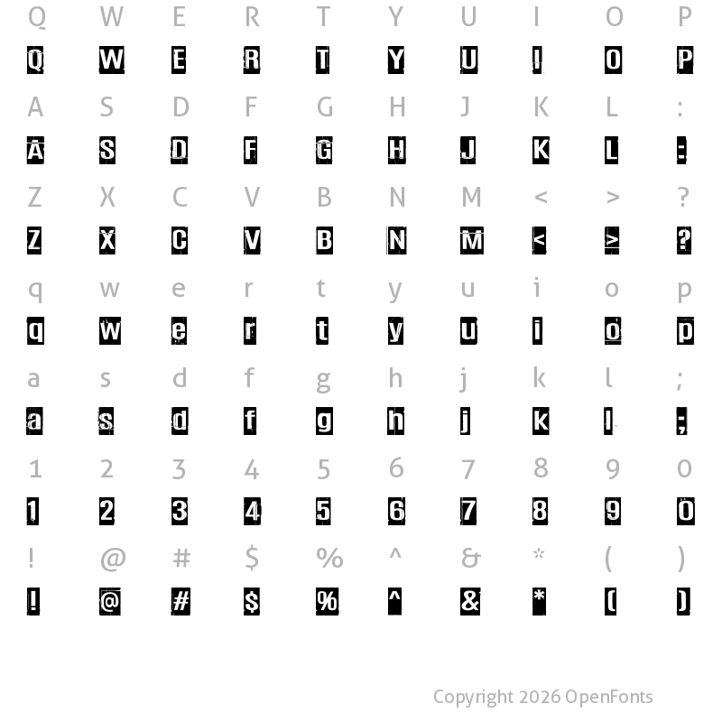 Character Map of Trashbox Regular