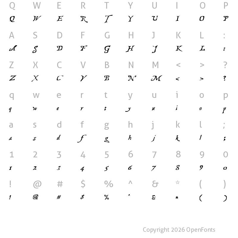 Character Map of Treasure Map Deadhand Regular