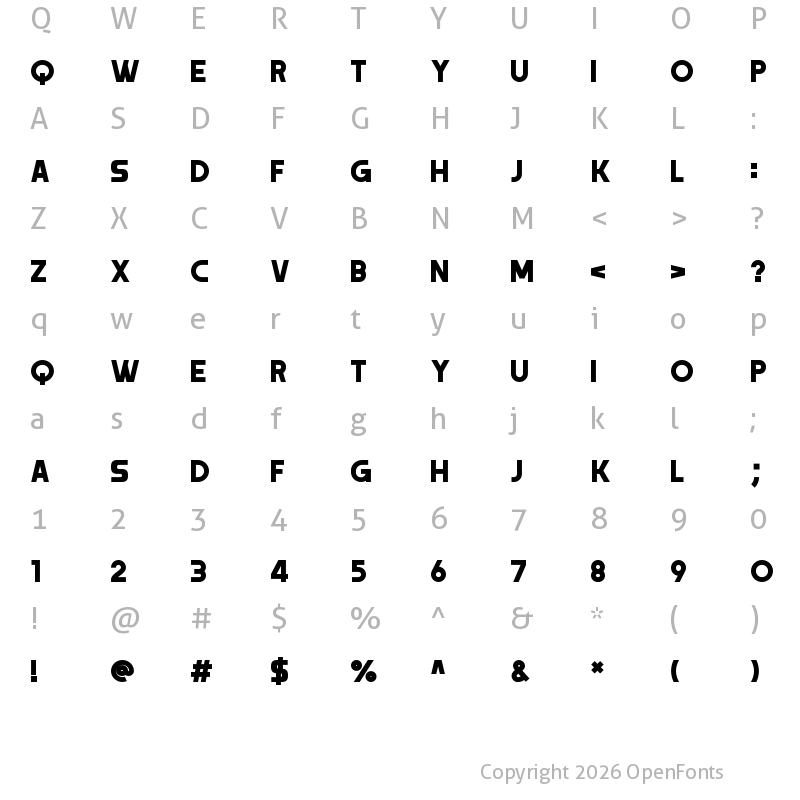 Character Map of Trender Regular