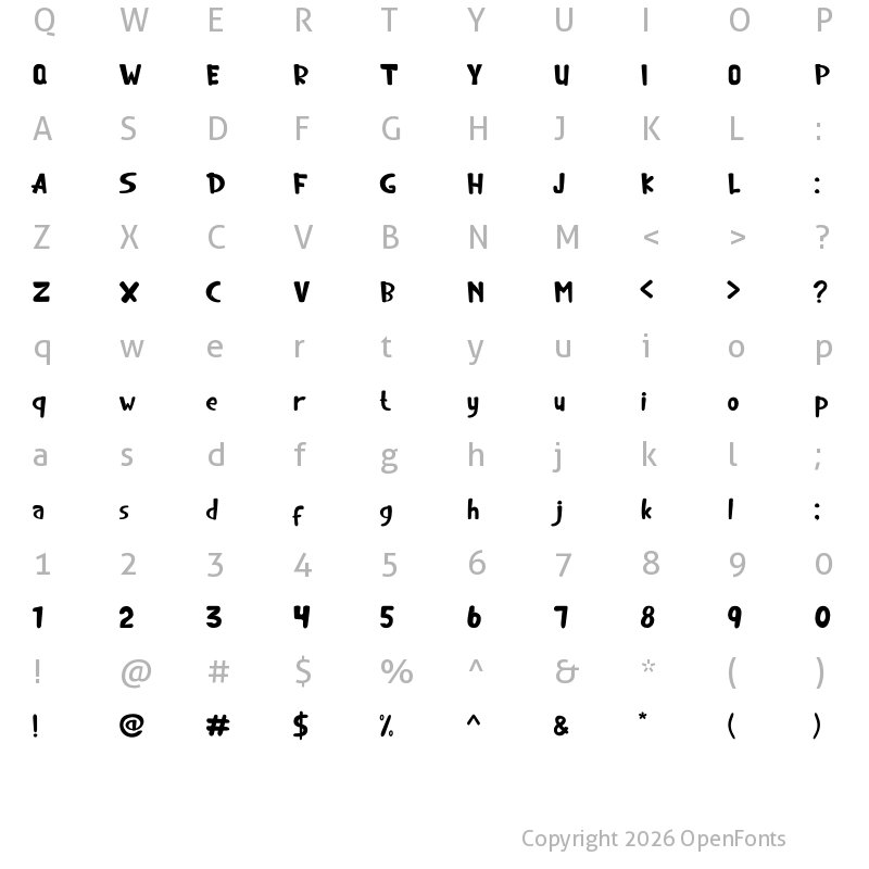 Character Map of Treno is love Regular