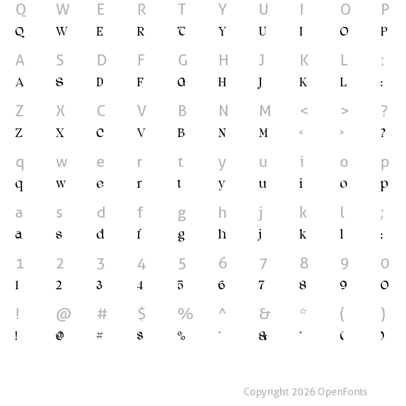 Character Map of Trepang Regular