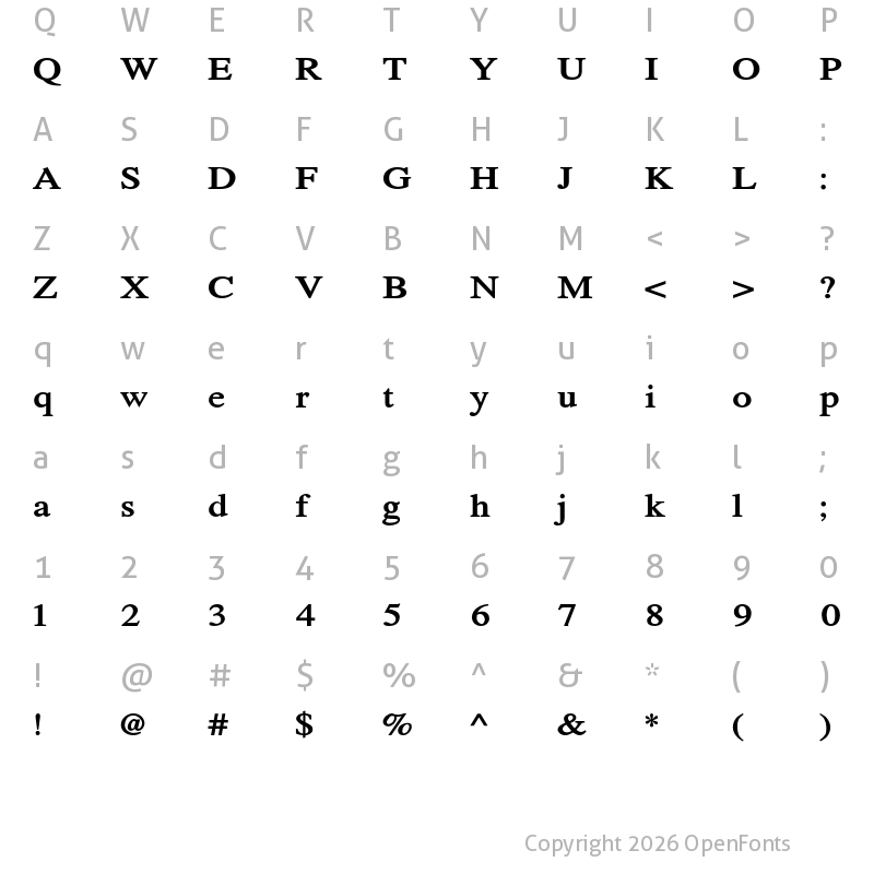 Character Map of Tribun ADF Std ExtraBold