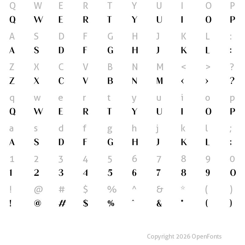 Character Map of Trifelia Regular