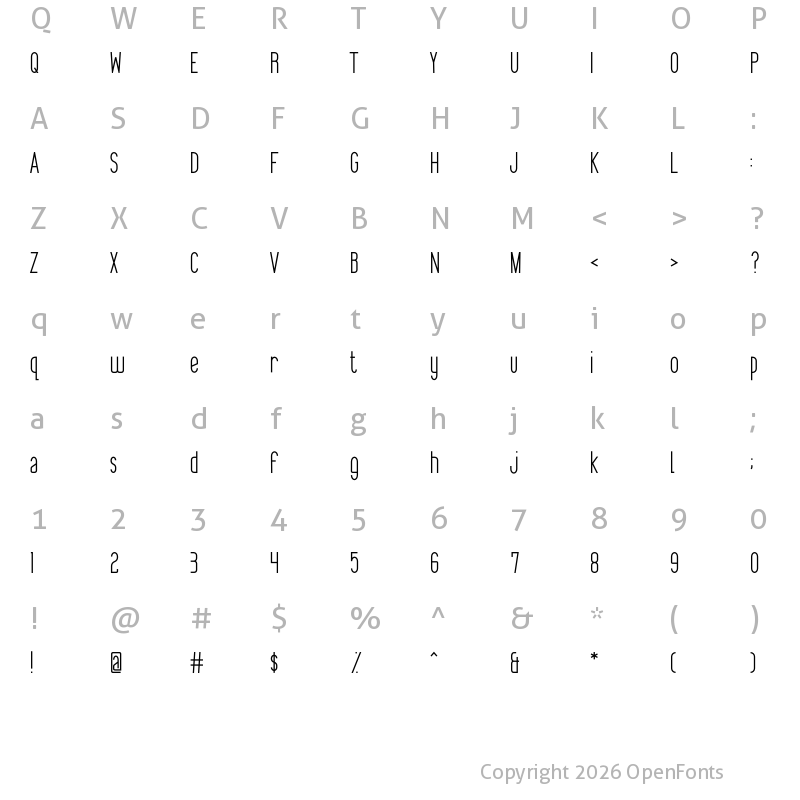 Character Map of Trinnity Regular