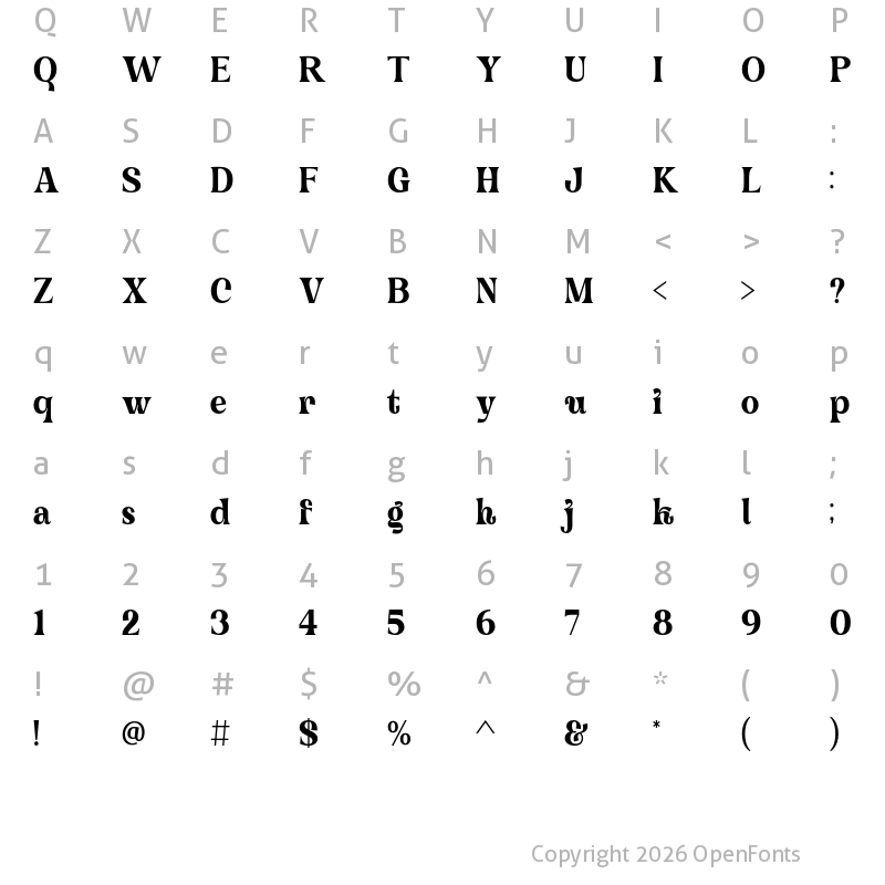 Character Map of Trinstam Regular