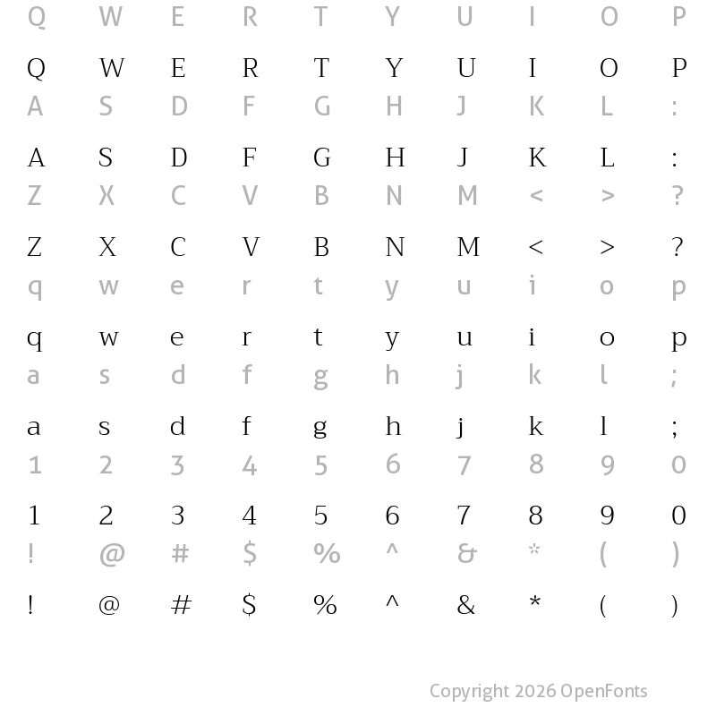 Character Map of Trirong Light