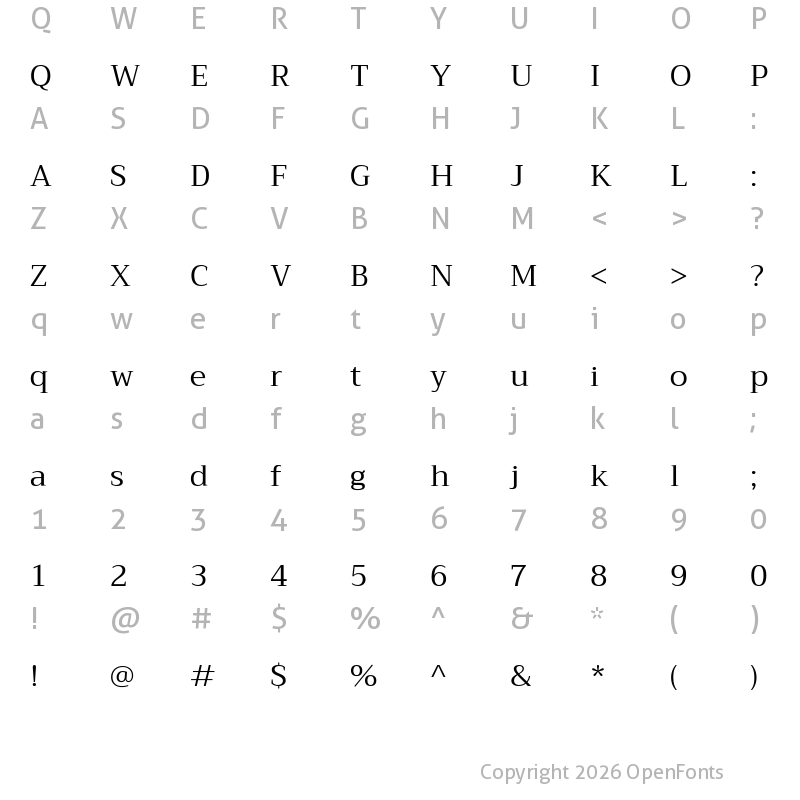 Character Map of Trirong Regular
