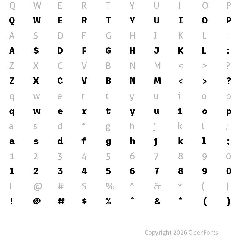 Character Map of Trispace Bold