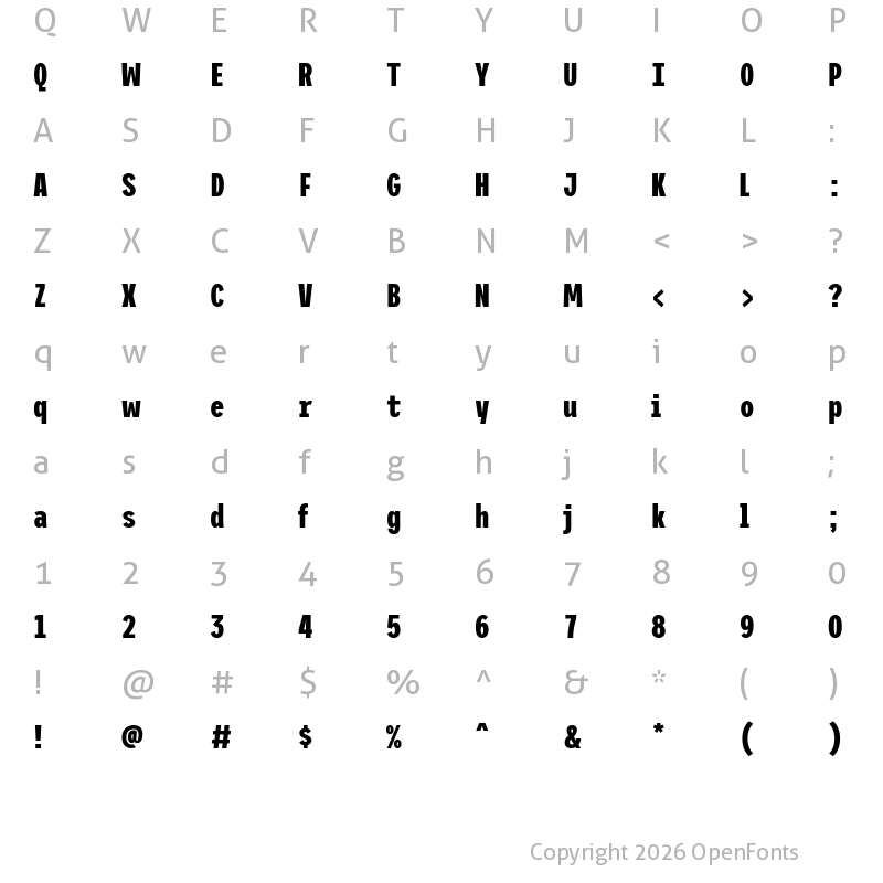 Character Map of Trispace Condensed Bold