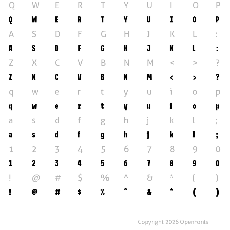 Character Map of Trispace Condensed ExtraBold