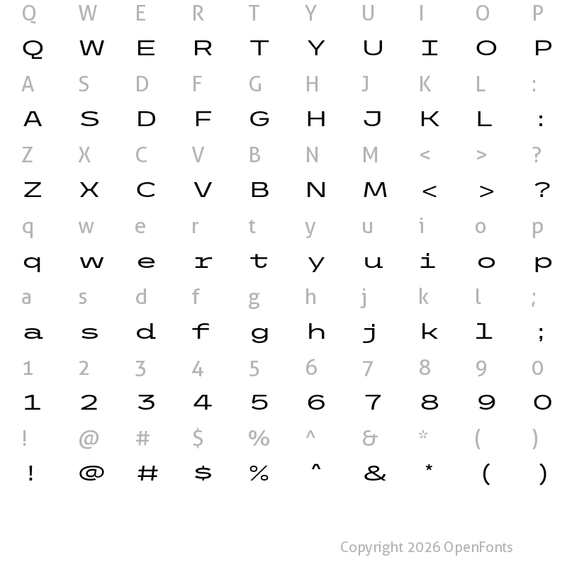 Character Map of Trispace Expanded Regular