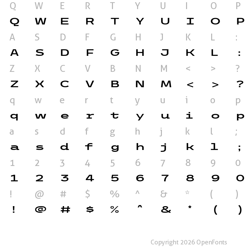 Character Map of Trispace Expanded SemiBold