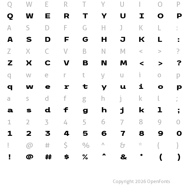 Character Map of Trispace SemiExpanded ExtraBold