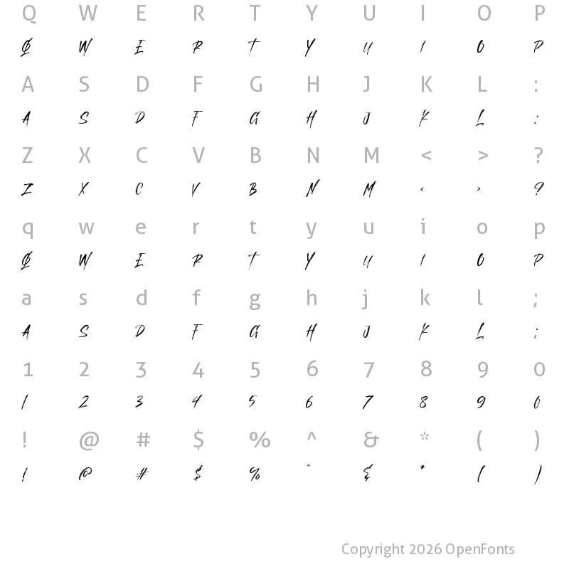 Character Map of Trista Personal Use Only !!! Regular