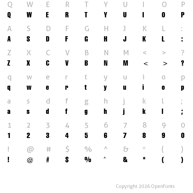 Character Map of Triumvirate CG Comp Regular