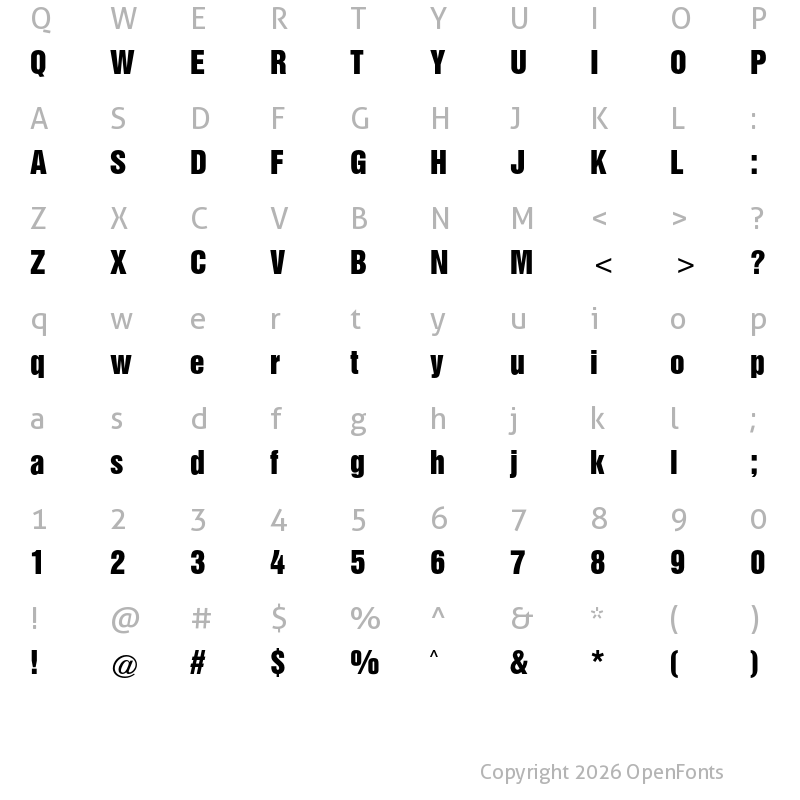 Character Map of Triumvirate CG Inserat Regular