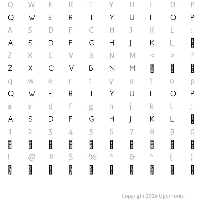 Character Map of Troye Sans Regular