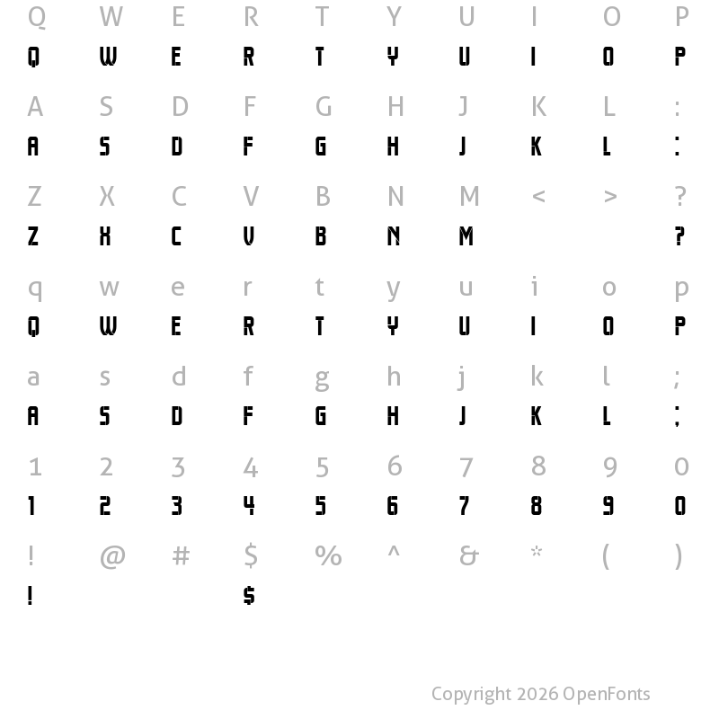 Character Map of Trueborn Regular