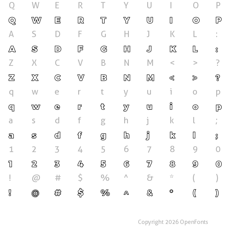 Character Map of Trueno Black Outline