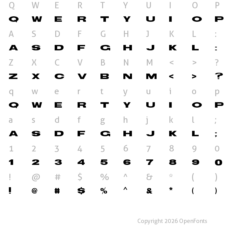 Character Map of TS Block Bold Bold