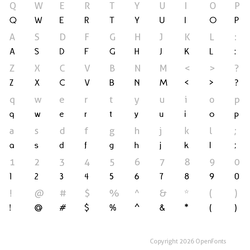 Character Map of TSISQUILISDA Regular