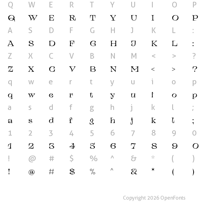 Character Map of TT Alientz Trial Serif