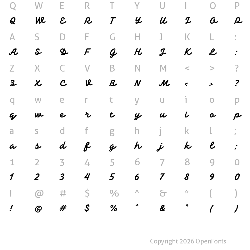 Character Map of TT Backwards Script Trl Bold