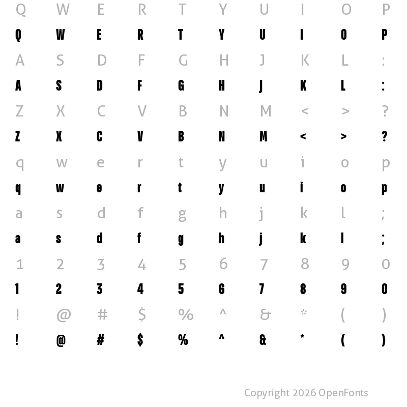 Character Map of TT Bluescreens Trial Black