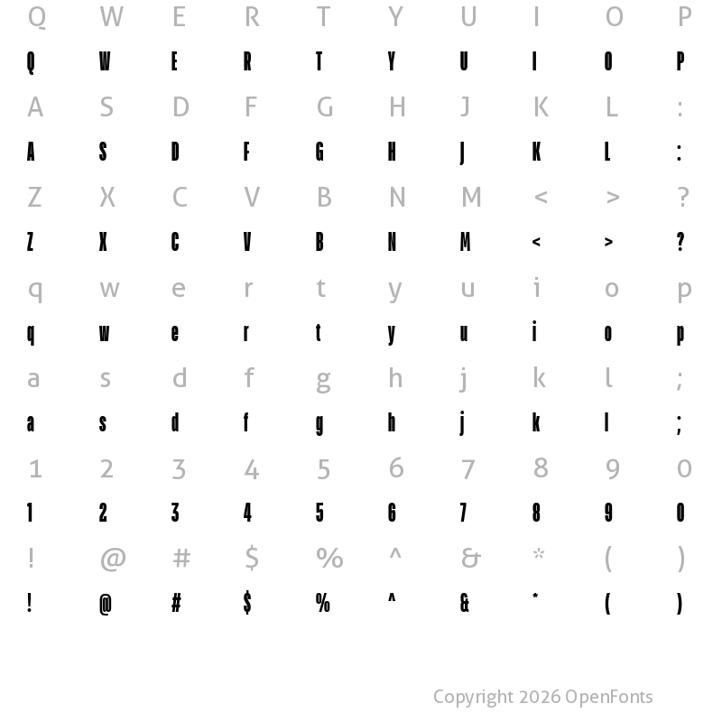 Character Map of TT Bluescreens Trl Cnd Blc