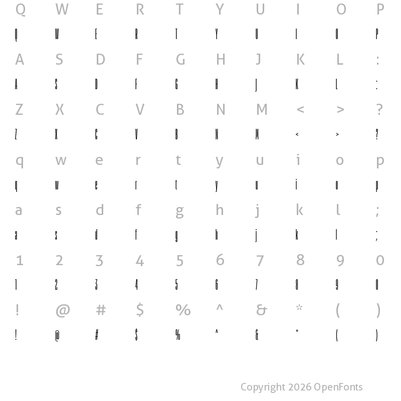 Character Map of TT Bluescreens Trl Cnd Rg