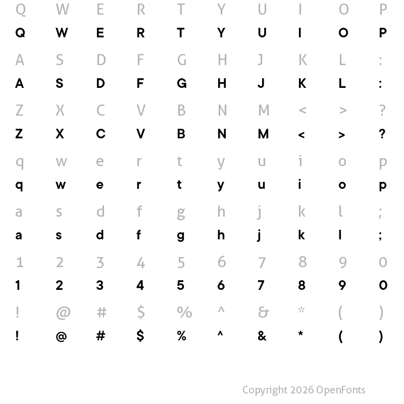 Character Map of TT Commons DemiBold