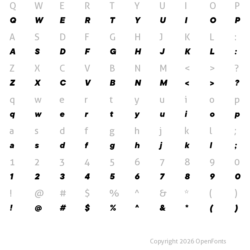 Character Map of TT Commons ExtraBold Italic