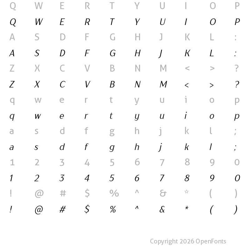 Character Map of TT Drugs Trl Cnd Italic