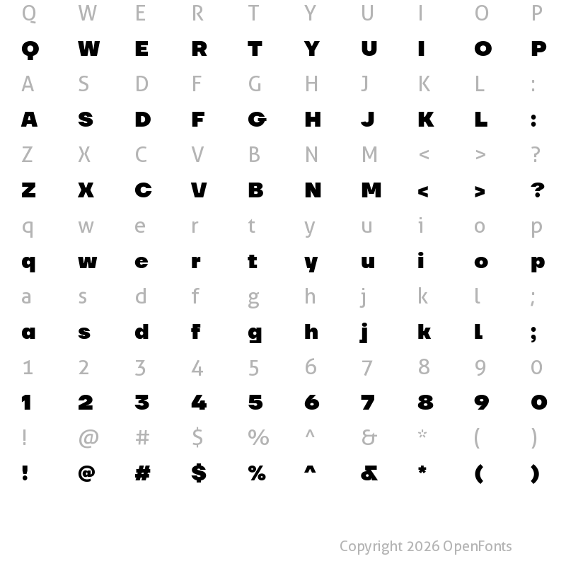Character Map of TT Firs Neue Trl Black