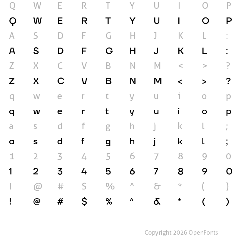 Character Map of TT Firs Neue Trl Medium