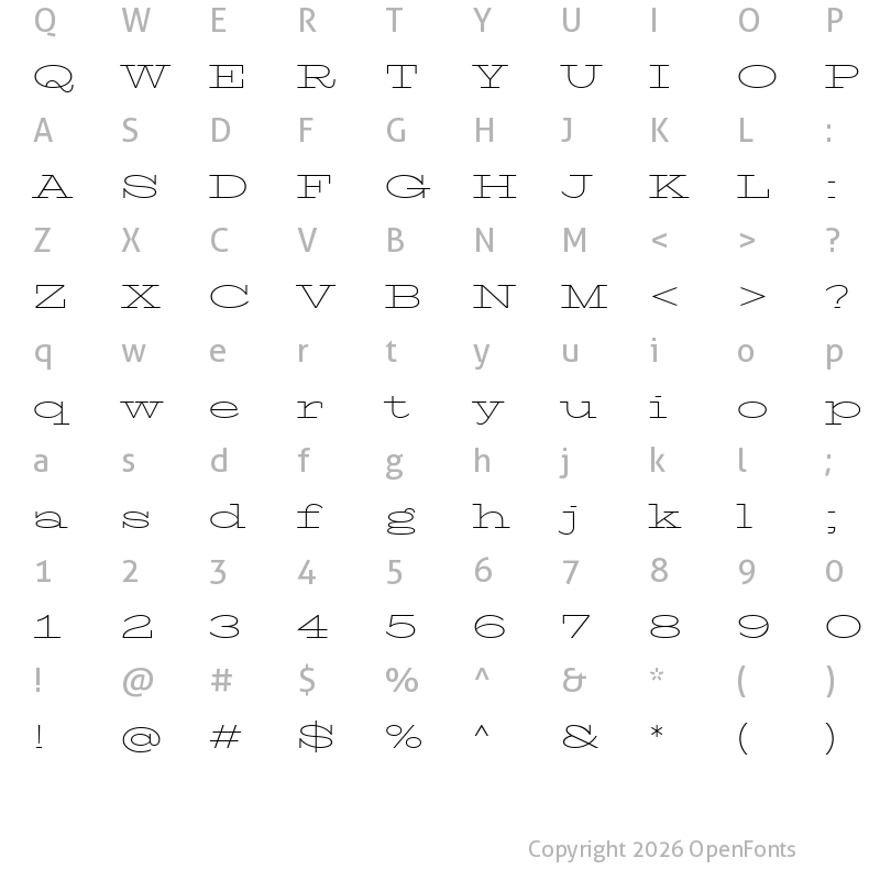 Character Map of TT Globs Trial ExtraLight