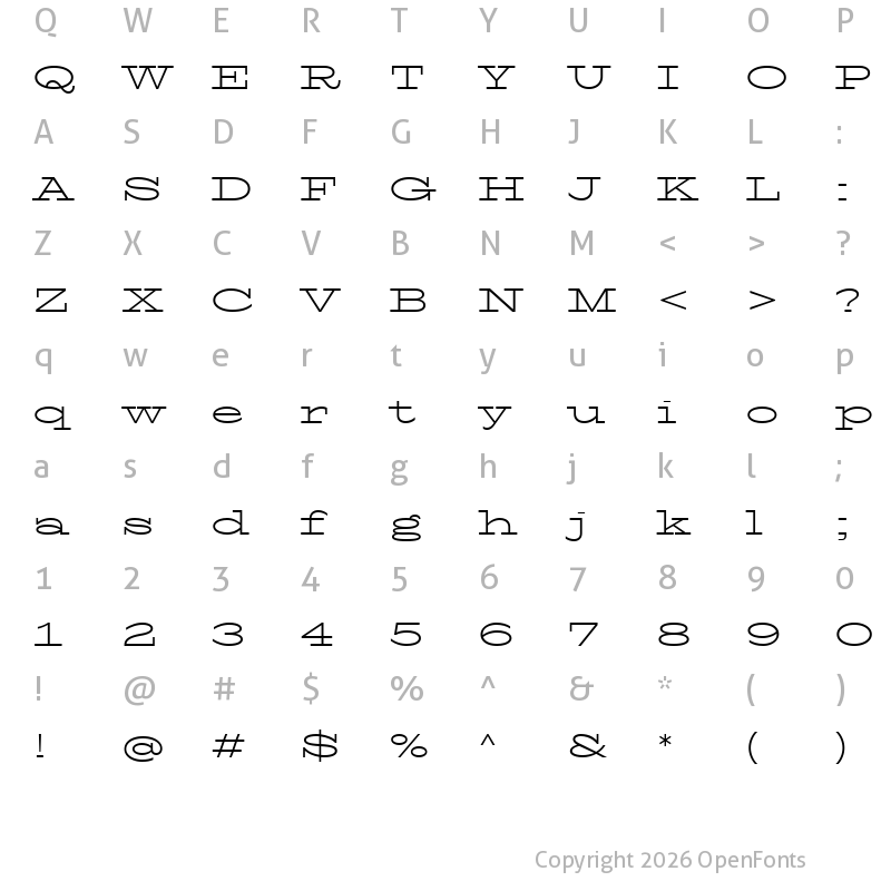 Character Map of TT Globs Trial Light